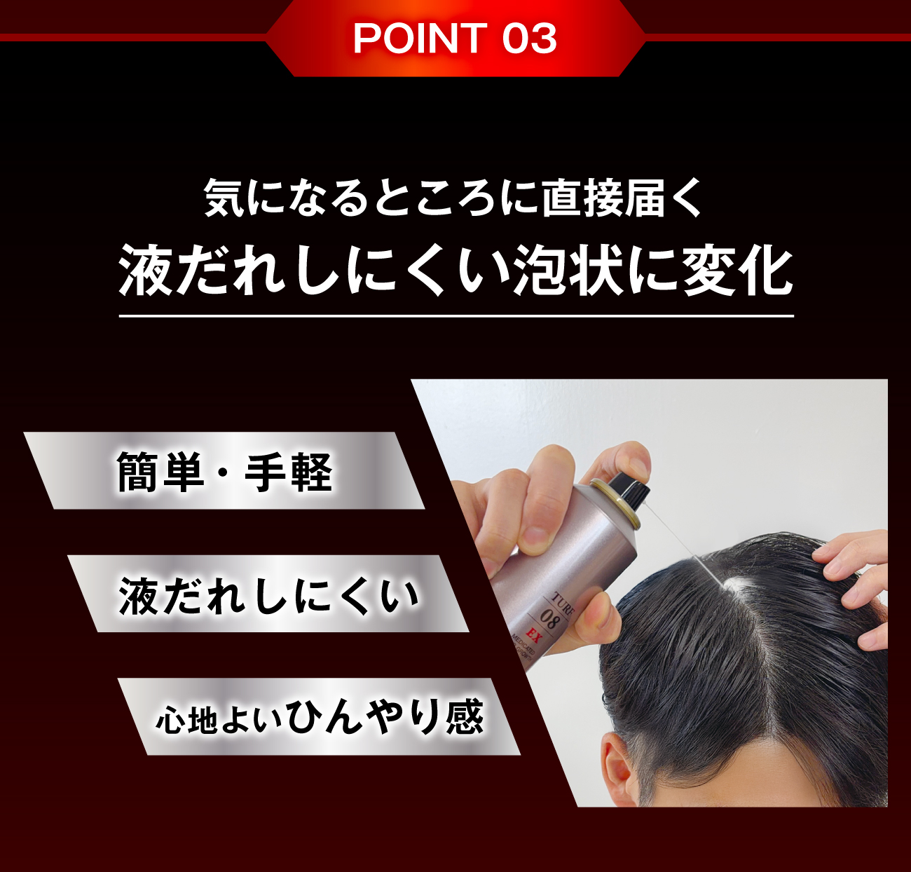 簡単,手軽,液だれしにくい,ひんやり感,泡状